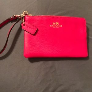Pink Leather Coach Wristlet